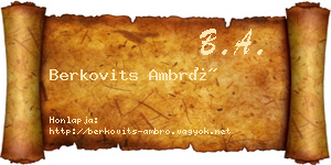 Berkovits Ambró névjegykártya